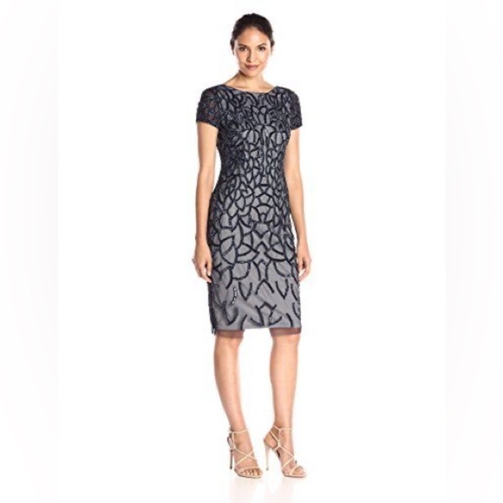 NWT Adrianna Papell Navy Sequin Dress sz 10